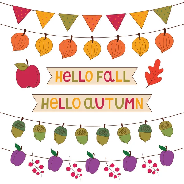 Herfst banners set, geïsoleerde decoratie set — Stockvector