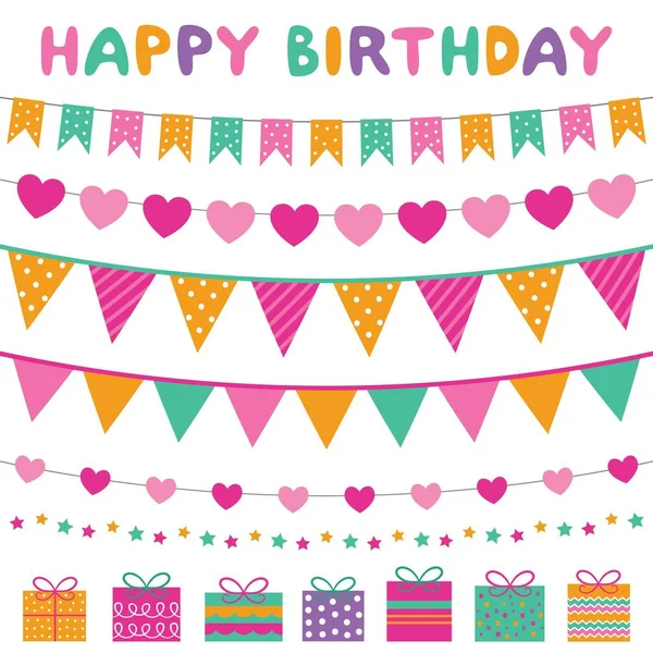 Colorful birthday party banners, vector set — Stock Vector