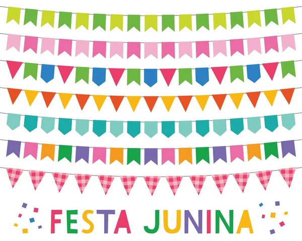 Festa Junina kutlama, renkli afiş seti