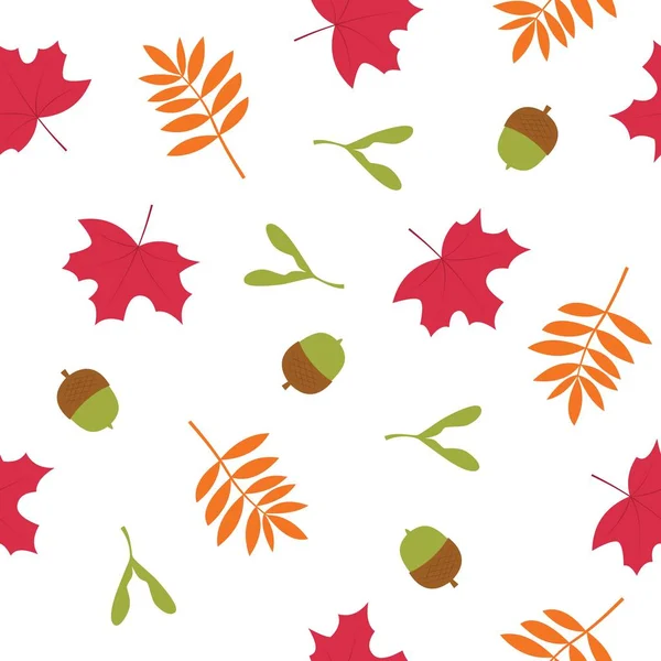 秋叶飘落，无缝卡通矢量图案 图库插图