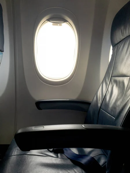 Empty Airplane Window Seats Cabin Economy Class — Stock Photo, Image