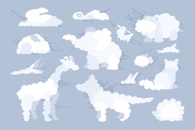 vector animal shaped cloud. Flat pastel set     clipart