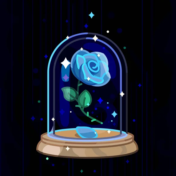 Vetor Beleza Fera Azul Rosa Cúpula Vidro — Vetor de Stock