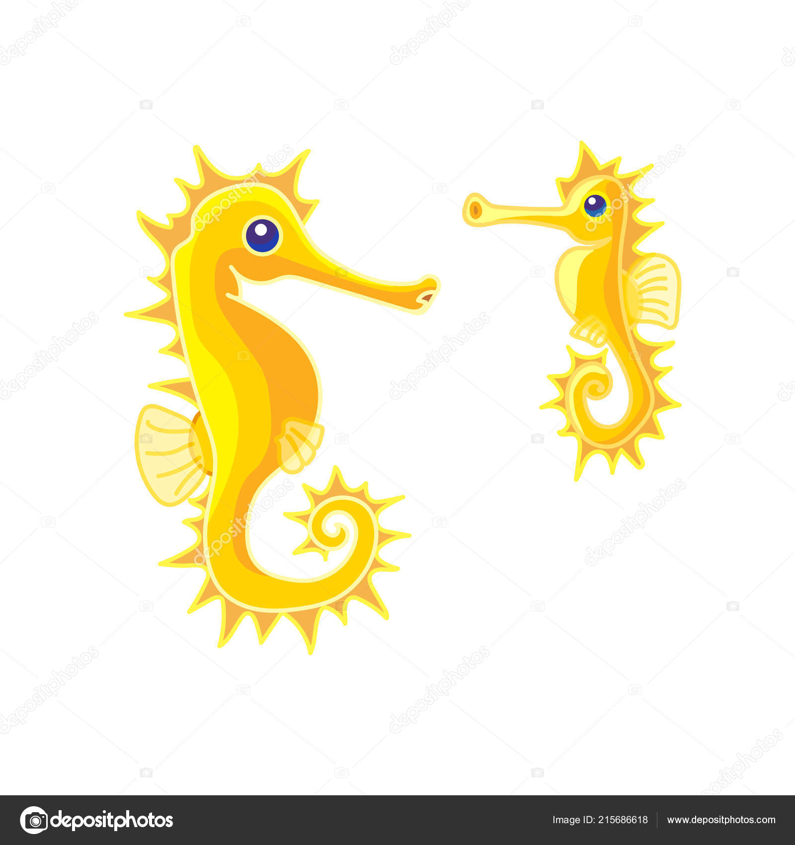 Clipart Yellow Seahorse Vector Cartoon Animal Clipart Yellow