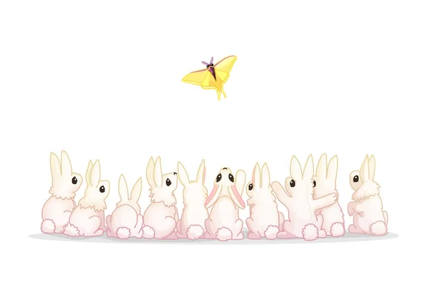 ベクトル クリップ アート漫画動物 ウサギのバニーのハー — ストックベクタ