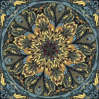 Dikişsiz desen mandala vektör: bandana, atkı