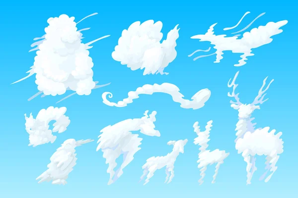 Διάνυσμα Ζώων Σχήμα Σύννεφο Σετ Συννεφιασμένο Ουρανό Κινουμένων Σχεδίων — Διανυσματικό Αρχείο
