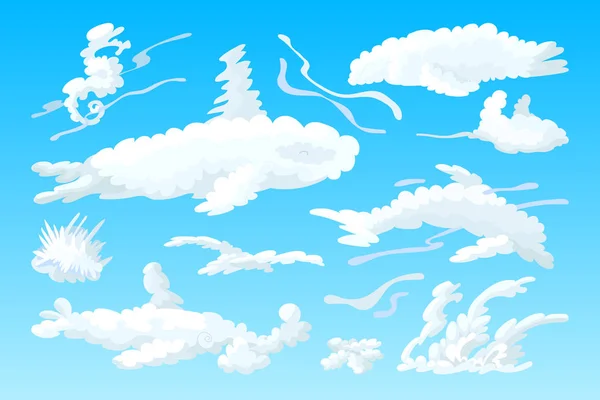 Vektortierförmige Wolke Cartoon Bewölkten Himmel Eingestellt — Stockvektor