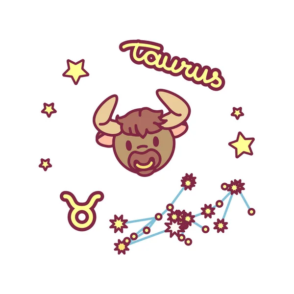 Vetor Bonito Signo Zodíaco Constelação Taurus — Vetor de Stock