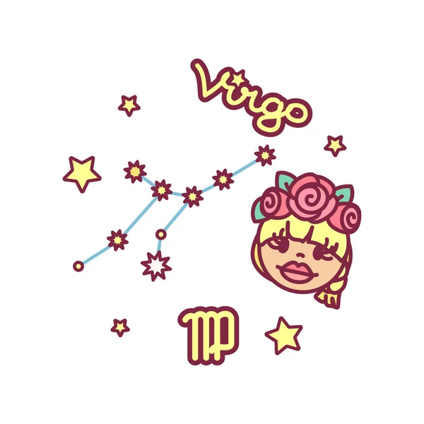 Vector Cute Zodiac Sign Virgo Constellation — Stock Vector