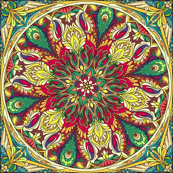 Vector Seamless Pattern Mandala Bandana Kerchief — Stock Vector