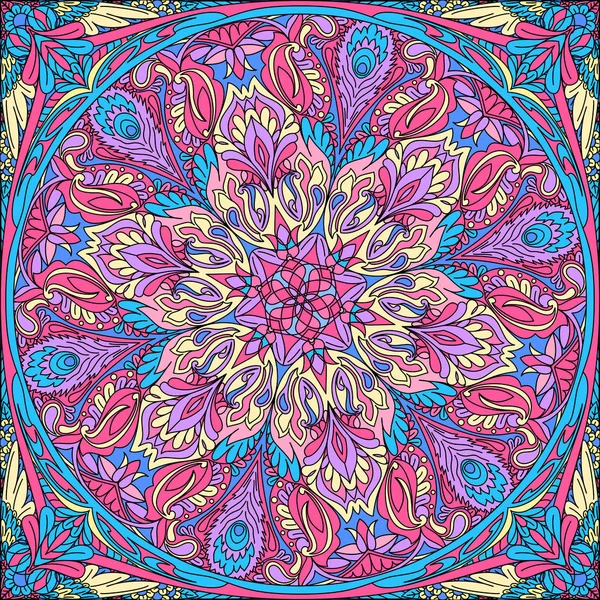 Mandala Motif Sans Couture Vectoriel Bandana Mouchoir — Image vectorielle