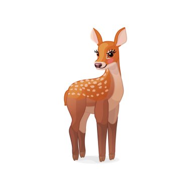 vector cartoon animal clipart: fawn Red deer set clipart
