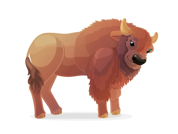 Karikatür Hayvan Clipart Vektör Bison Buffal — Stok Vektör