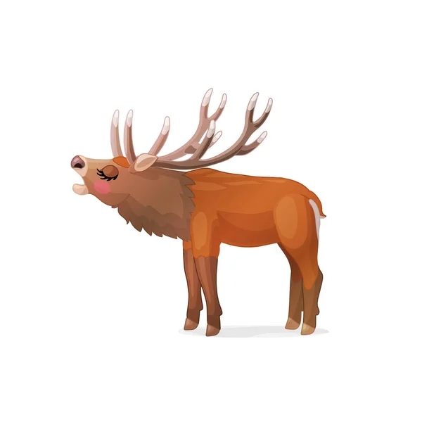 Vecteur Dessin Animé Animal Clipart Cerf Rouge Cornu — Image vectorielle