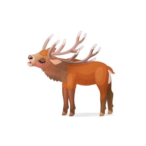 Vettore Cartone Animato Animale Clipart Cornuto Cervo Rosso — Vettoriale Stock
