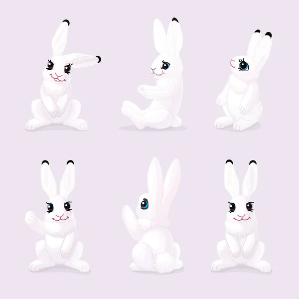 Karikatür Hayvan Clipart Vektör Beyaz Kutup Tavşan — Stok Vektör