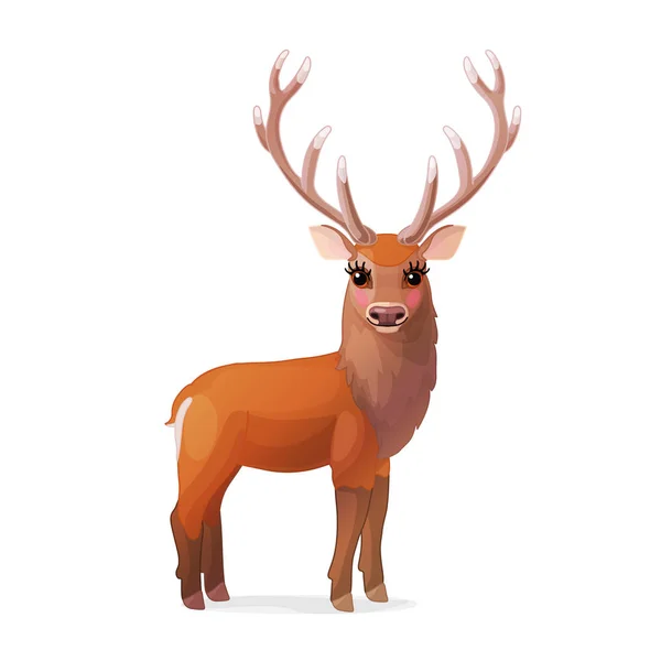 矢量卡通动物剪贴画 角红色鹿 — 图库矢量图片