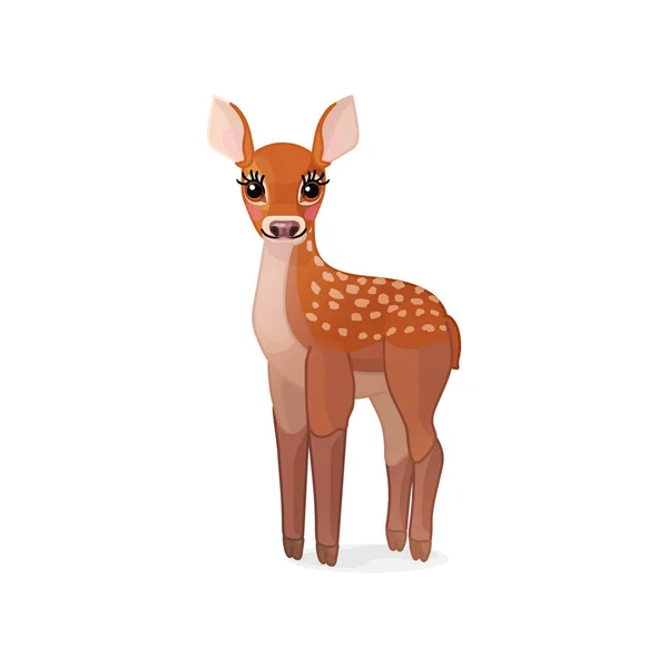 Vektorové Kliparty Zvířat Kreslený Fawn Red Deer Set — Stockový vektor