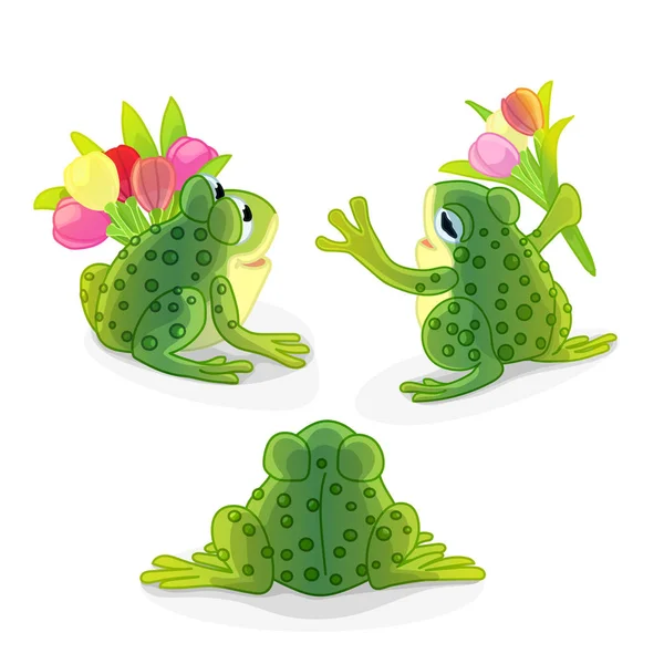 Vettore Cartone Animato Animale Clipart Rospo Verde Rana — Vettoriale Stock