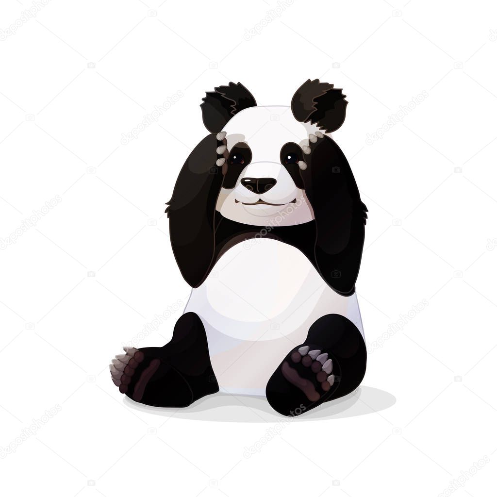 vector cartoon animal clipart: sitting giant panda