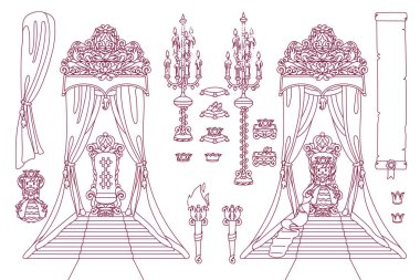 vektör Kraliyet koltuğu, Prenses tahtı sanat kavramı