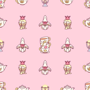 vektör seamless modeli küçük prenses kağıt sanat