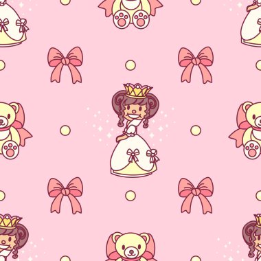 vektör seamless modeli küçük prenses kağıt sanat