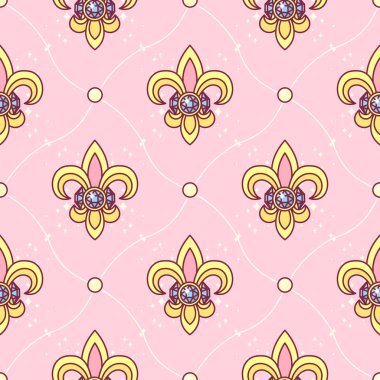 vector seamless pattern Little Princess paper art clipart