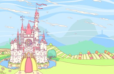 vektör fairytale Kraliyet panoramik castle resim görüntüle