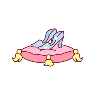 Cinderella cam terlik vintage yastık üzerinde vektör