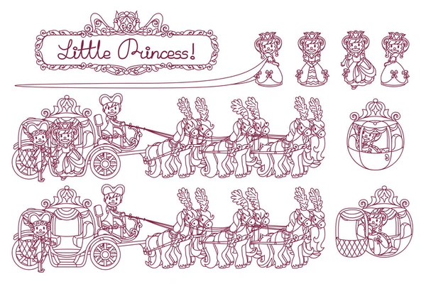 Vektör Hat Küçük Kraliçe Için Cinderella Vagon — Stok Vektör