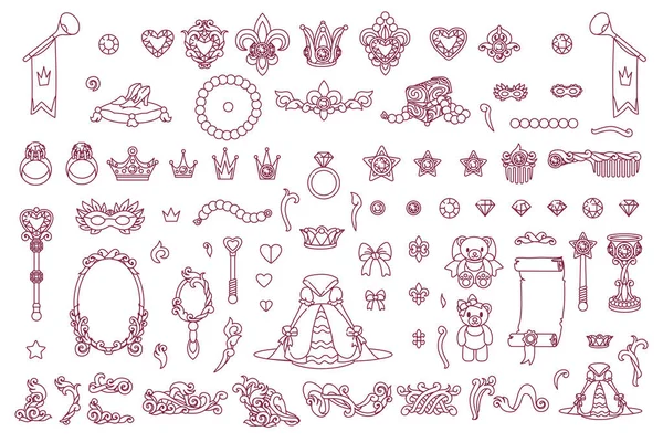 Vektorové Královské Šperky Kolekce Little Princes — Stockový vektor
