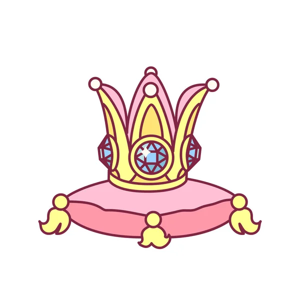 Vetor Bonito Coroa Travesseiro Para Rainha Princesa —  Vetores de Stock