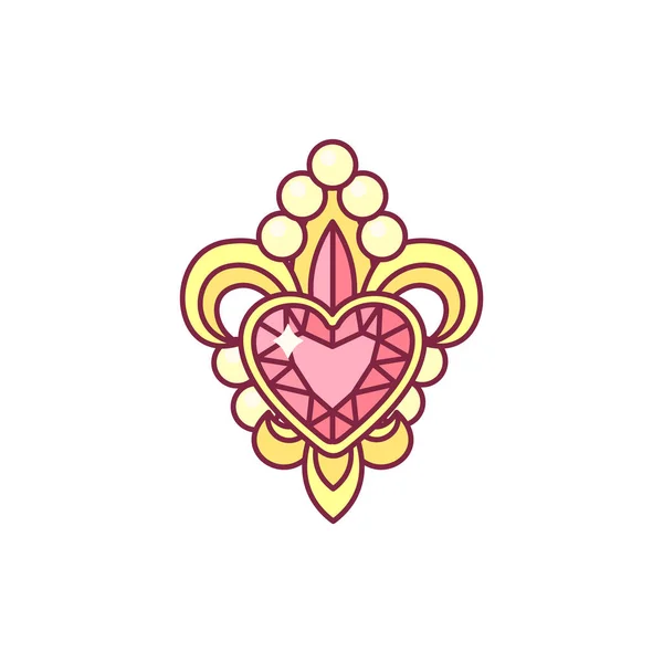 Vector Fleur Lis Lys Heraldic Symbol Heart — Stock Vector