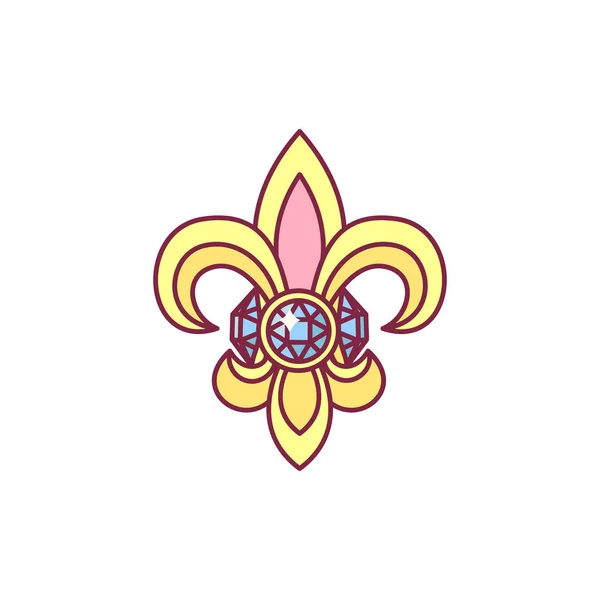 Vector Fleur Lis Lys Heráldica Com Diamante —  Vetores de Stock