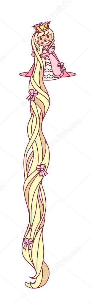 vector princess rapunzel in crown, little queen