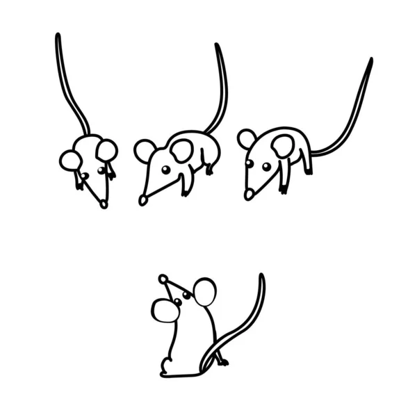 Vecteur ligne dessin animé animal clipart — Image vectorielle