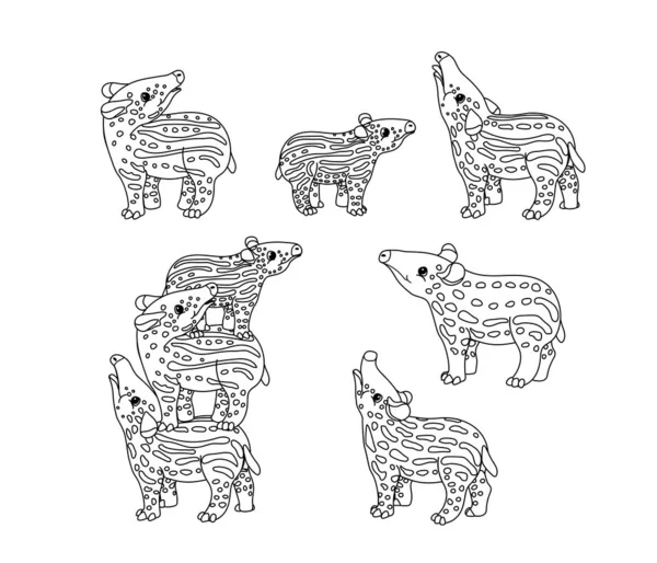 Línea vectorial dibujos animados animal clip arte — Vector de stock
