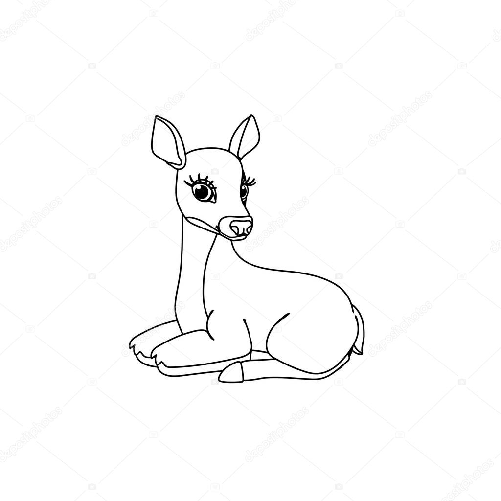 Vector line cartoon animal clip art female Red deer