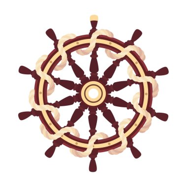 vektör düz tekne halat çark, gemi tekerleği dümen