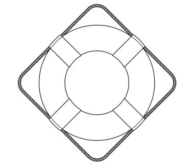 vektör düz anahat lifebuoy, yaşam şamandıra simgesi