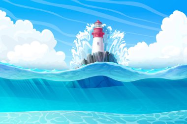 vektör karikatür Deniz Feneri deniz clipart