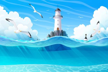 vektör karikatür Deniz Feneri deniz clipart