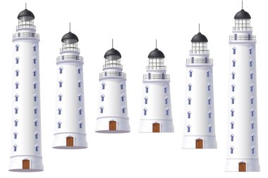 vektör Deniz Feneri, ışık evi, işaret seti