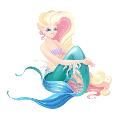 vektör karikatür sevimli denizkızı peri deniz