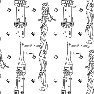 vektör girlish dikişsiz desen