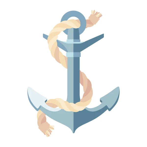 Векторная морская икона якорь, веревка — стоковый вектор