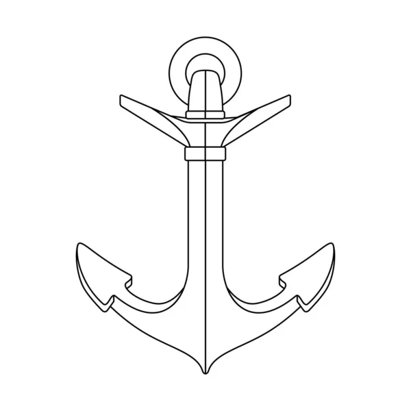 Vector black white outline sea icon Anchor — Stock Vector