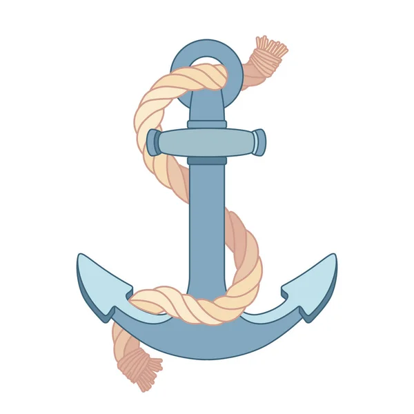 Vector flat outline sea icon Anchor — Stock Vector